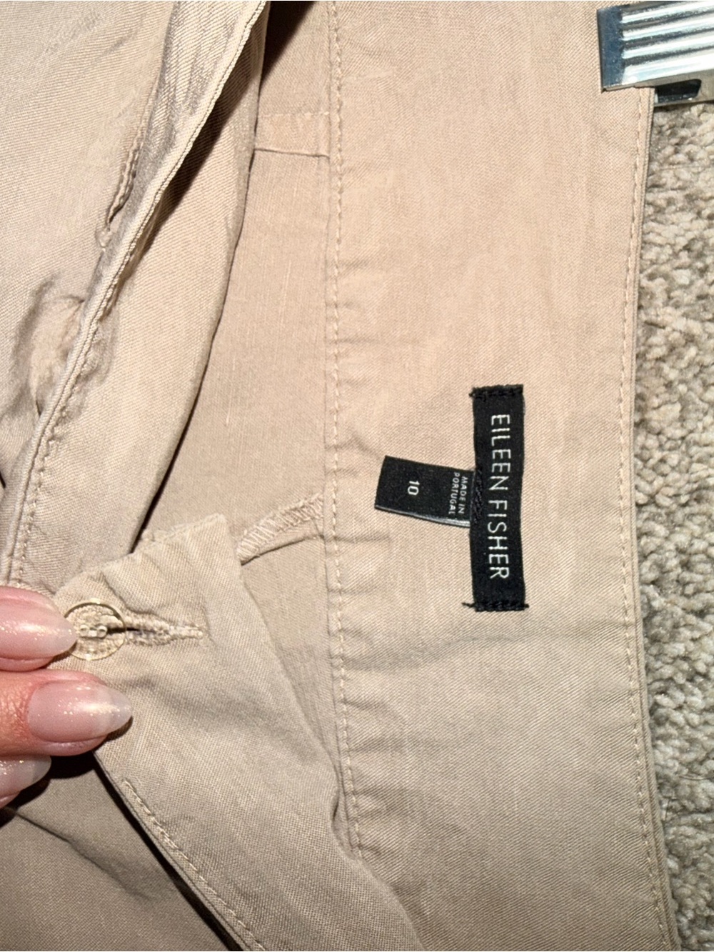 Eileen Fisher Beige-Tan Cotton Chinos